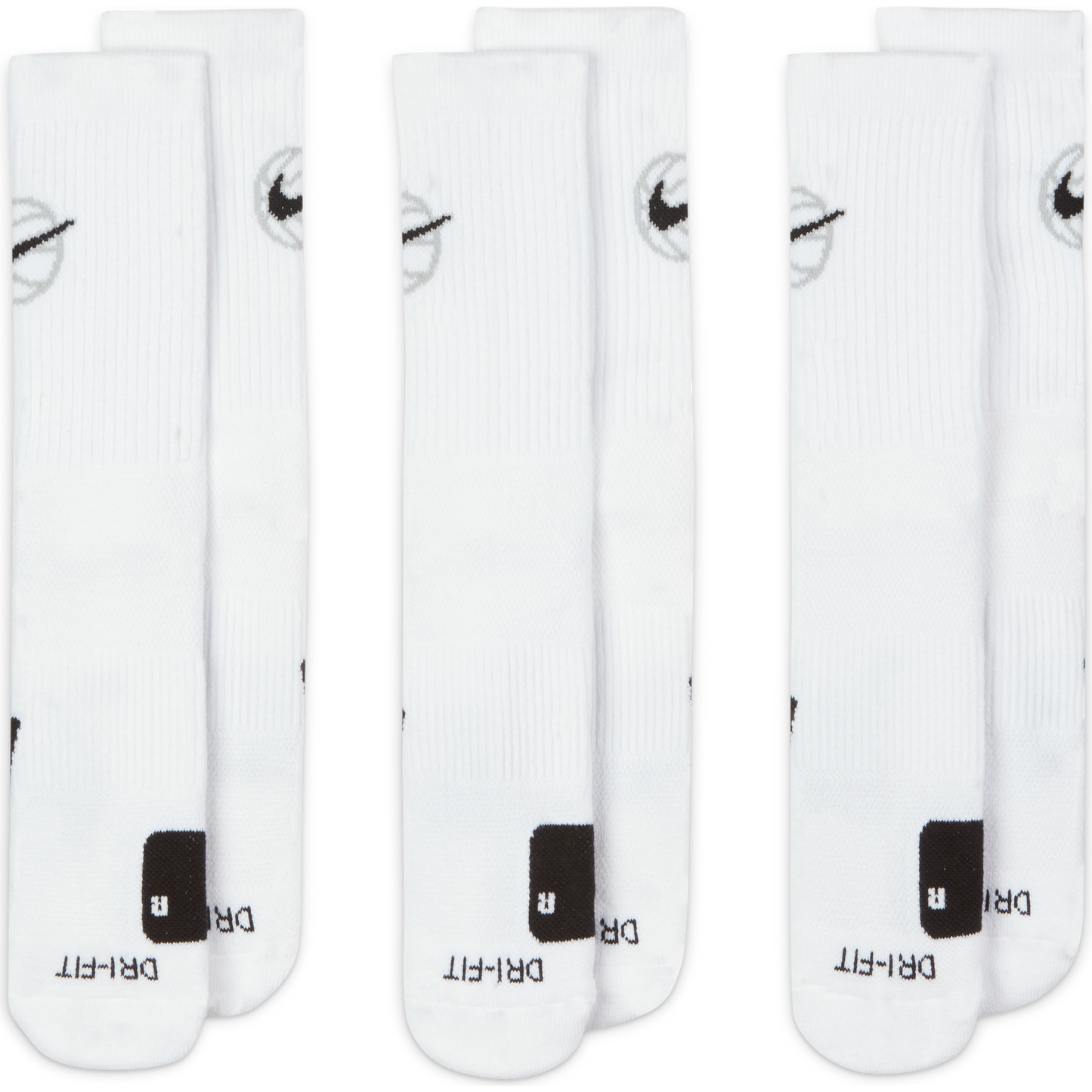 NIKE ELITE EVERYDAY CREW BASKETBALL Socks Krepšinio Kojinės 3 poros DA2123-100