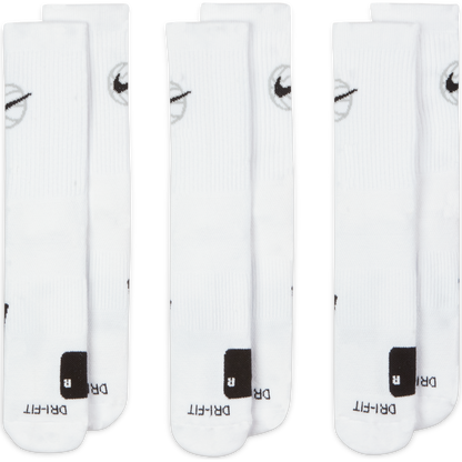 NIKE ELITE EVERYDAY CREW BASKETBALL Socks Krepšinio Kojinės 3 poros DA2123-100